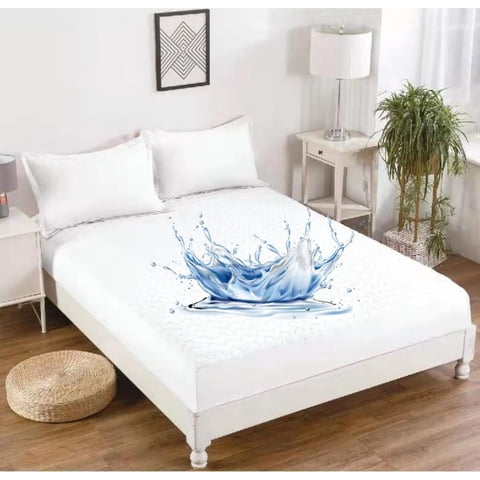 Aladdins Shop - Cubrecolchon Forro Impermeable Para Cama King Color Blanco
