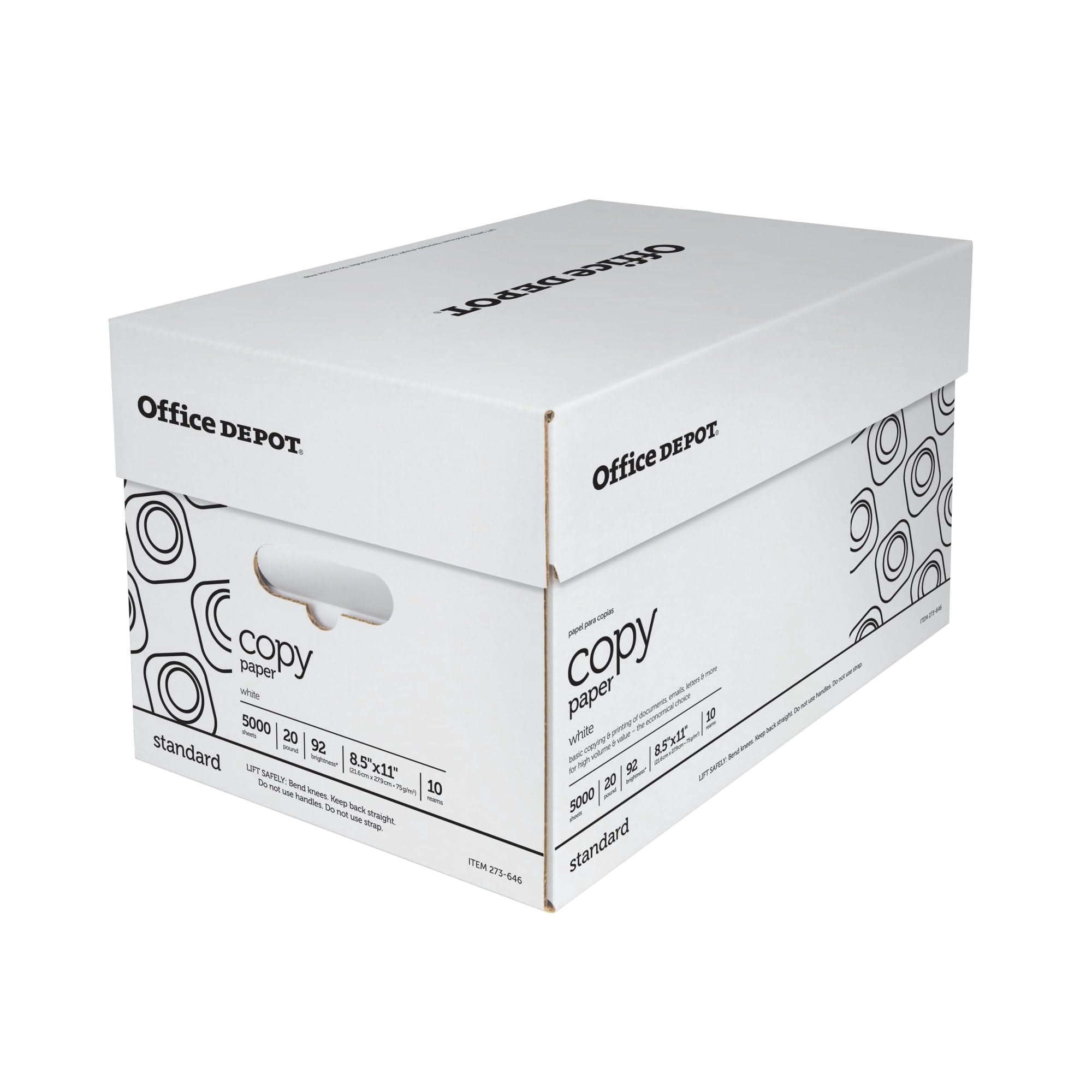 Copy Paper Office Depot, 20 Libras, 8,5 X 11 Pulgadas, 500 Hojas X 10 Resmas