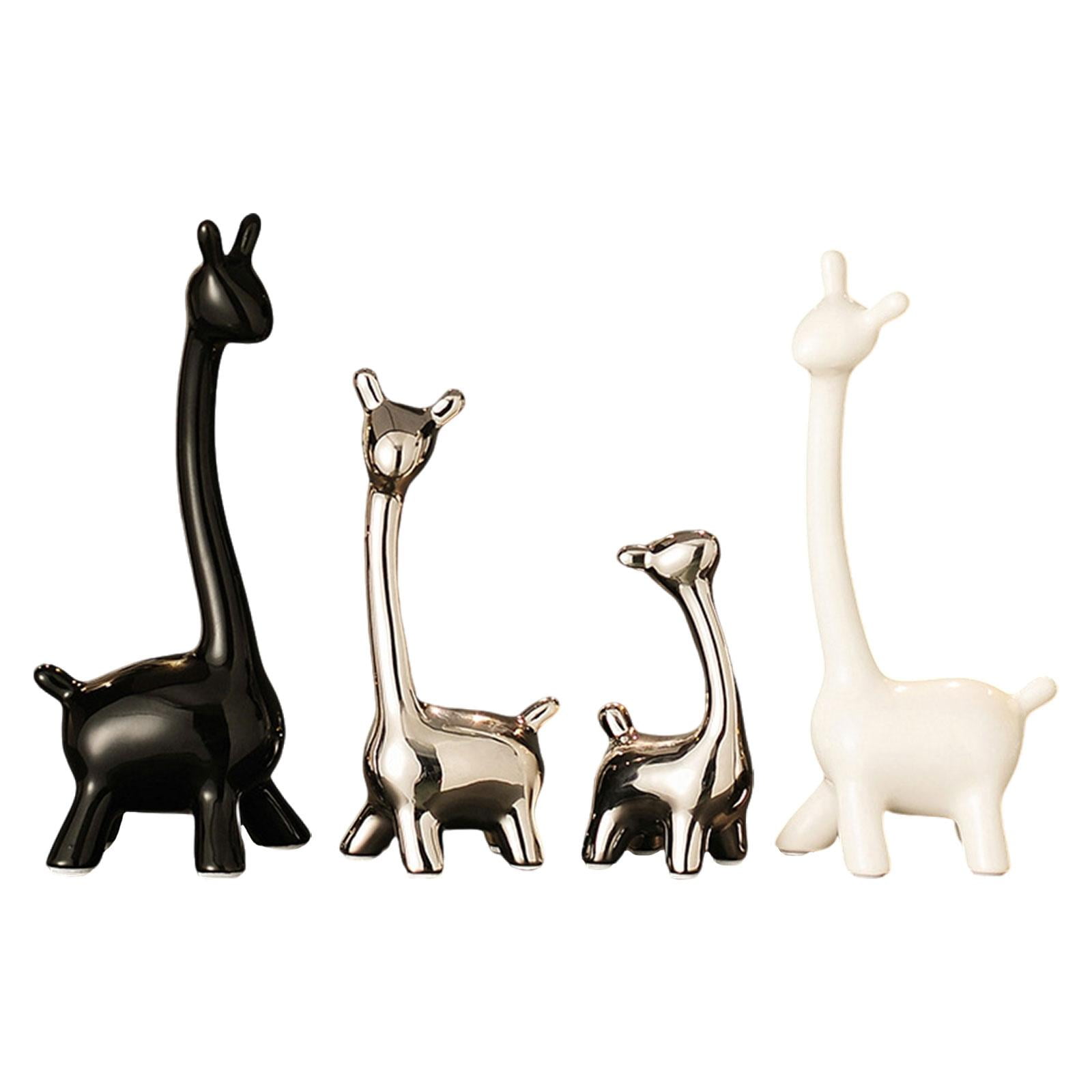 Magideal - Figuras De Jirafa Estatua De Jirafa De Cerámica Decoración De Mesa Centro De Mesa Moderno Creativo Para Escritorio Oficina Estantería Decoración De Do 4 Piezas
