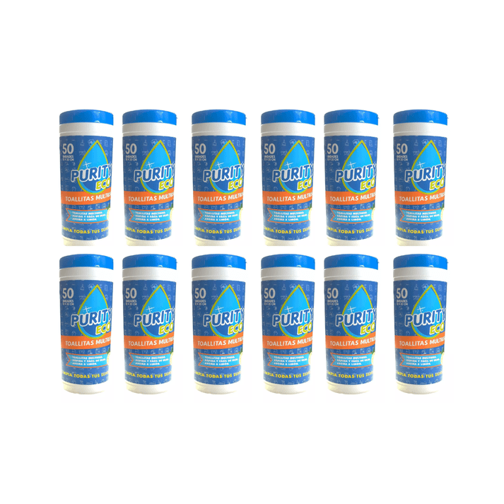 Pack 12 Dispensadores De Toallitas Desinfectantes Purity Eco , 50unidades Por Dispensador