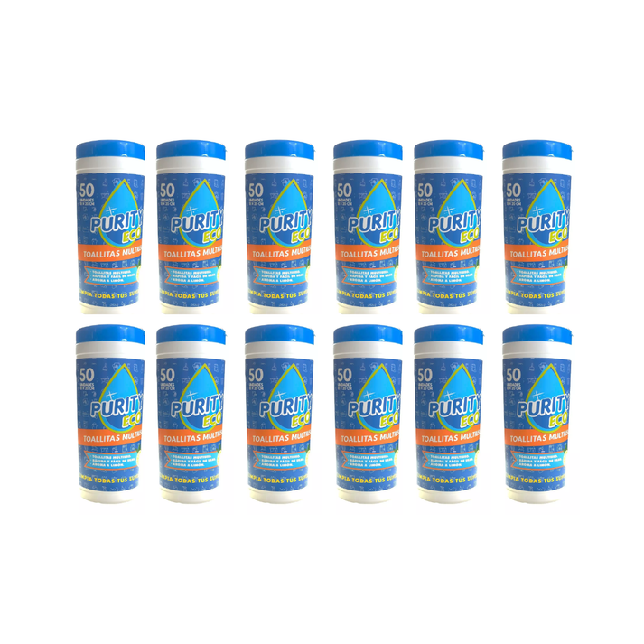 Pack 12 Dispensadores De Toallitas Desinfectantes Purity Eco , 50Unidades Por Dispensador