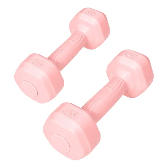 Par Mancuernas Hexagonales PVC 1 Kg c/u Pesas Fitness 2 Kg Total
