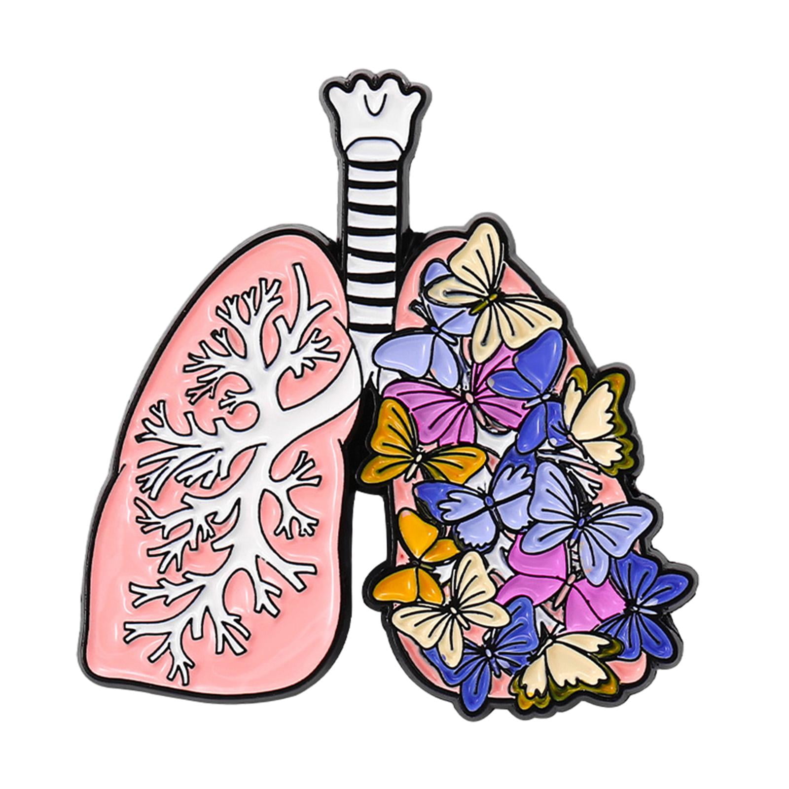 Magideal - Broche De Órgano Humano Esmaltado, Pequeño Accesorio De Vestuario, Joyería De Regalo, Prendedores De Solapa De Metal Para Mochila, Abrigo, Chal, Médic Pulmón De Mariposa
