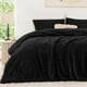 thumbnail image 1 of Juego de edredón EXQ Home Fluffy Queen Size, piel sintética negra, 1 of 3