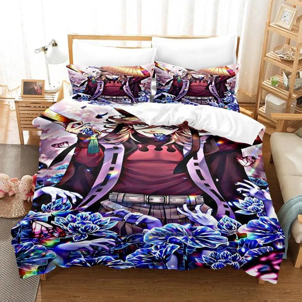 Anime Demon Slayer: Kimetsu no Yaiba Doma Bedding Set Single Twin Full Size Bed Set Adult Kid Bedroom Duvetcover Sets Bed Sheets
