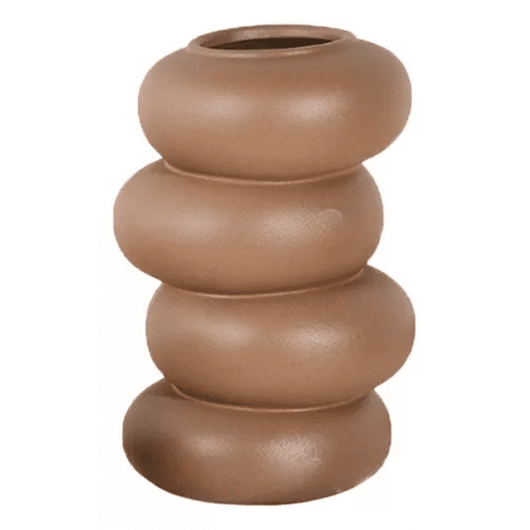 Florero Vintage Ceramica Cintura Cafe 16x14x23cm