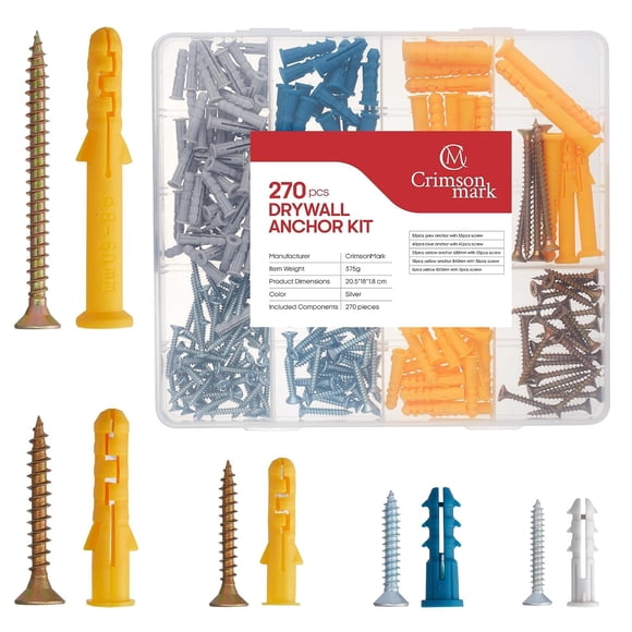 Anclajes para paneles de yeso CrimsonMark 270 pzas 1,8 cm plateado