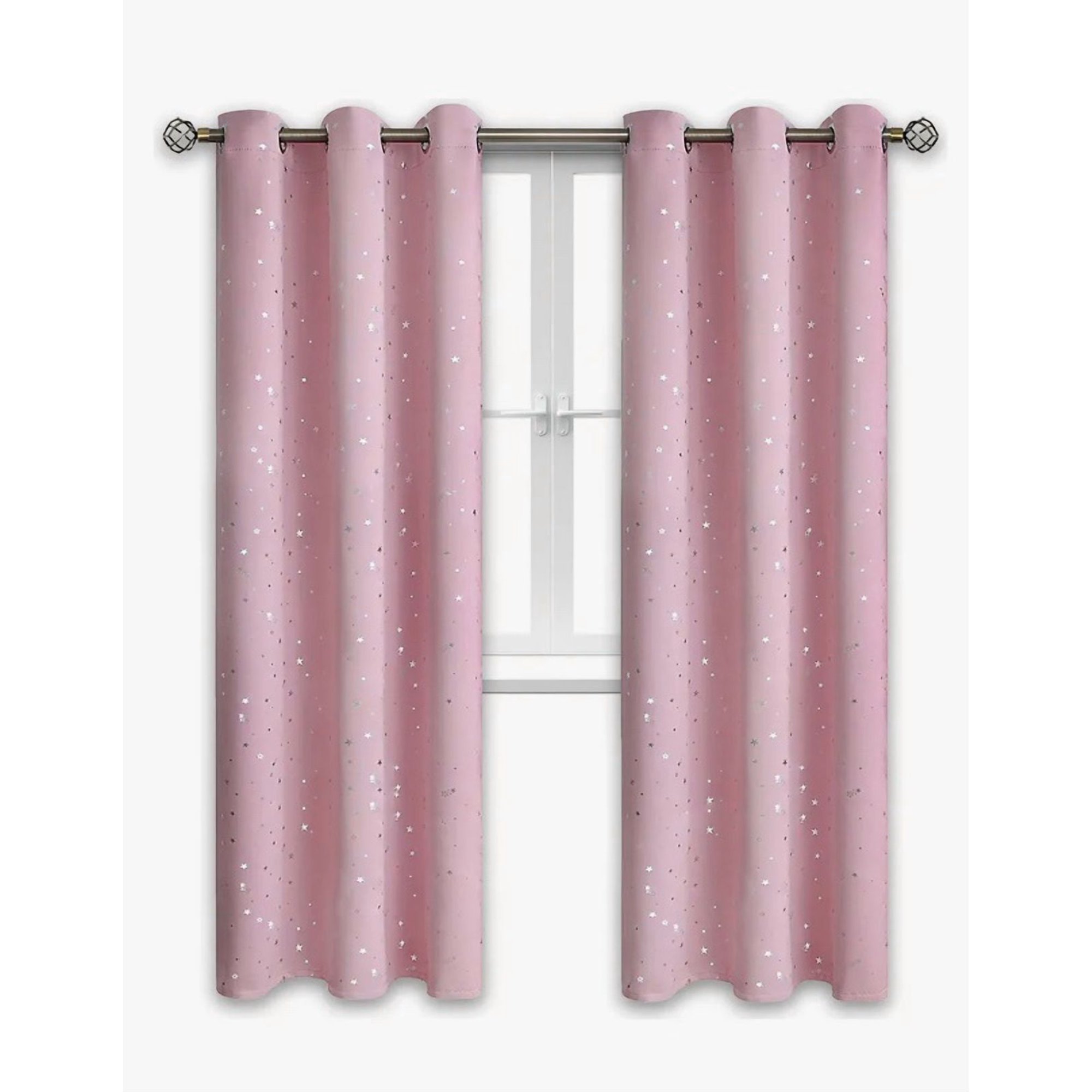 Atlas - Cortina Infantil Semi Blackout 2 Paños Rosado Claro