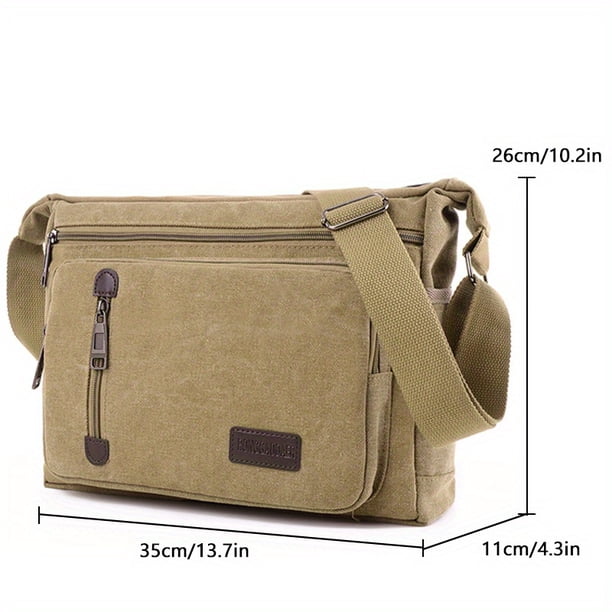 1pc Men's Crossbody Messenger Bag Canvas Bag With Upgrade Thickened Canvas Material Messenger Bag Singel Shoulder Large Capacity Bag Large Capacity Multi-Pocket