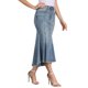 thumbnail image 4 of INSPIRE CHIC Falda Midi de Mezclilla Lavada con Cola de Pescado de Cintura Alta con Dobladillo Crudo Moda Casual con Bolsillos para Mujer Regreso a Clases S Gris Azul, 4 of 6