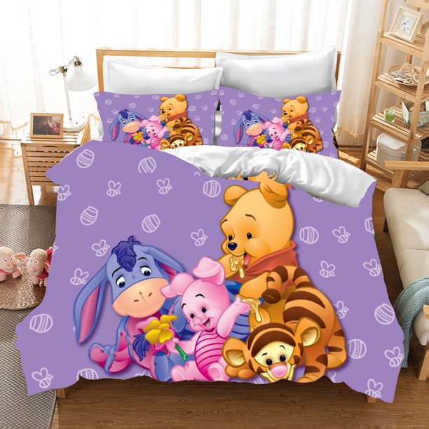 The Pooh Duvet Cover Set for Children, Double Luxury Bedding, 3D, King Size, Queen Size, Home, 2 Pcs, 3Pcs