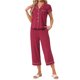 thumbnail image 2 of INSPIRE CHIC Conjunto de Pijama de Mujer de Manga Corta con Botones para Lactancia con Pantalones Capri y Bolsillos 2XL Rojo, 2 of 6