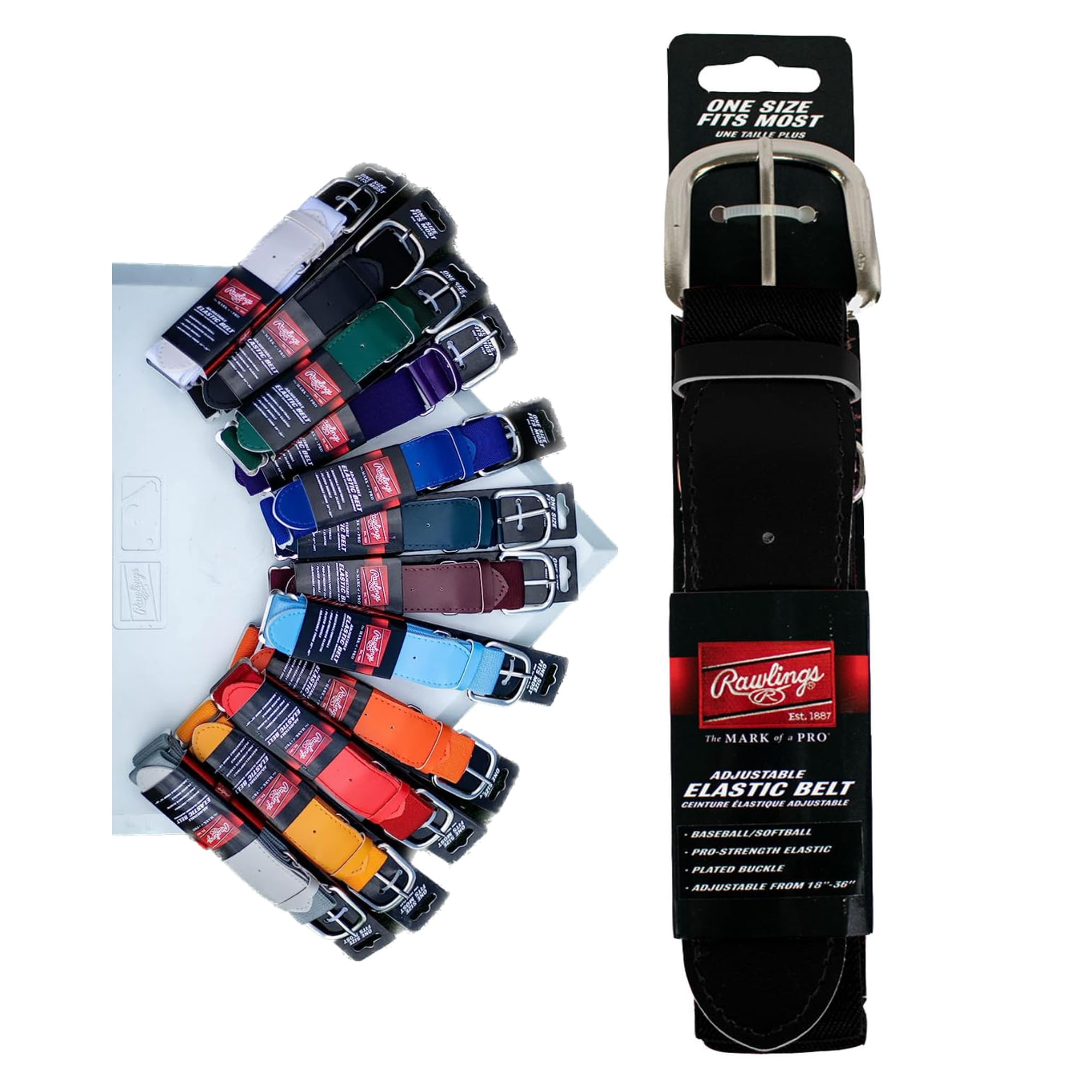 Cinturón Elástico Ajustable Rawlings Para Tallas 46-91 Cm Negro