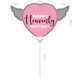 thumbnail image 2 of Globo Happy Heavenly Birthday en forma de corazón con alas, rosa y morado, 2 of 6