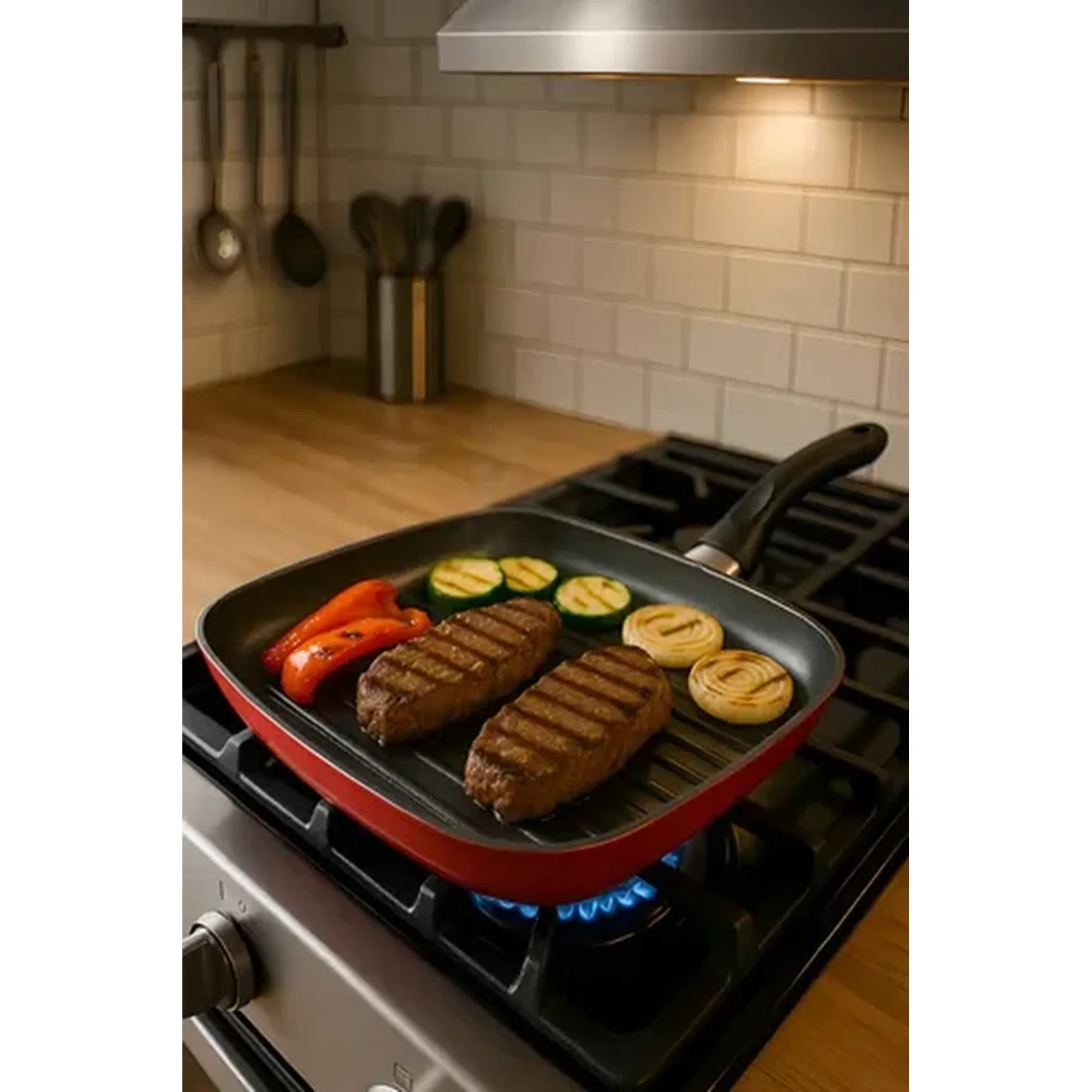 Sarten Asador Grill Antiadherente Acero Vitrificado Magefesa Coral