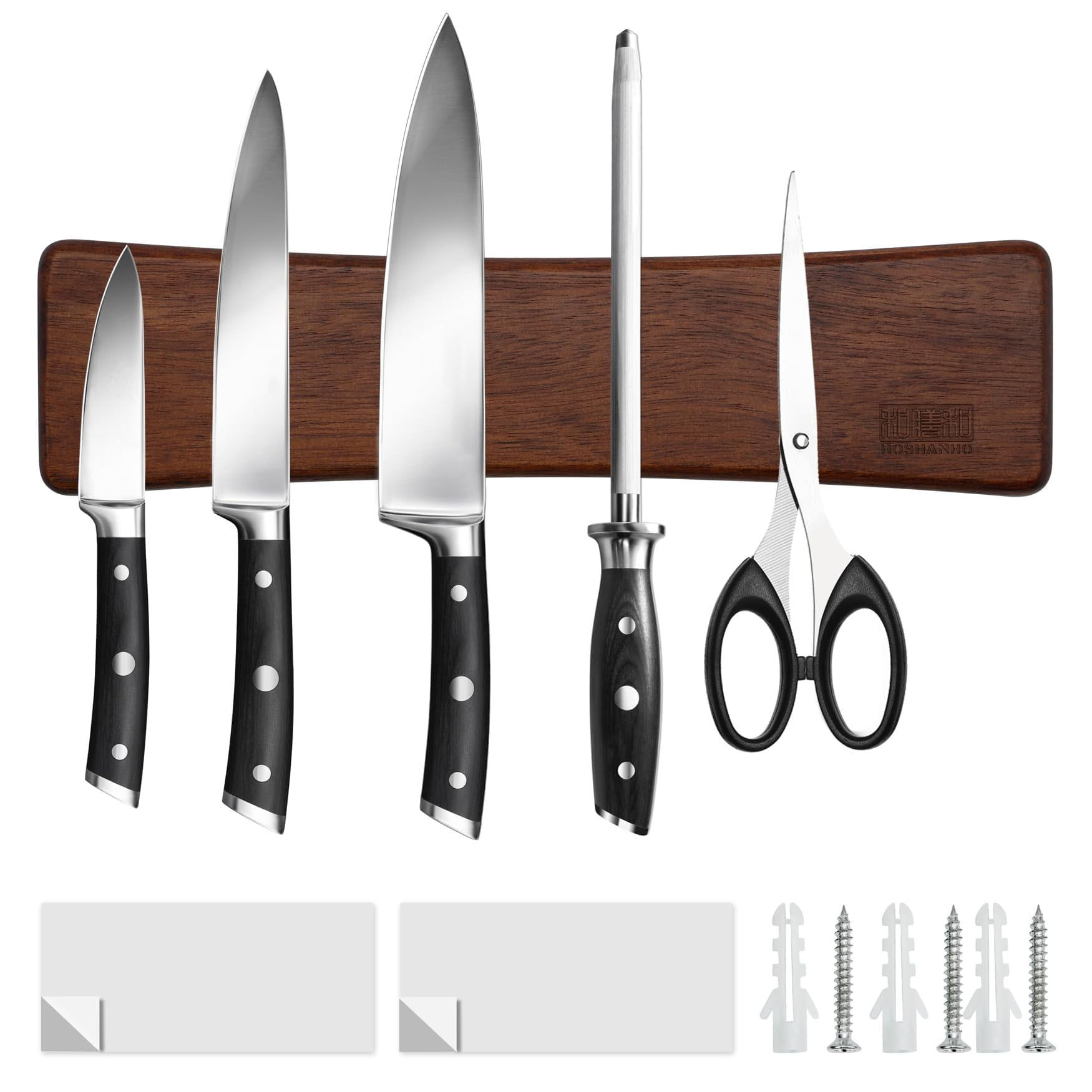 Hoshanho Porta Cuchillos Magnético De Madera De Acacia De 10
