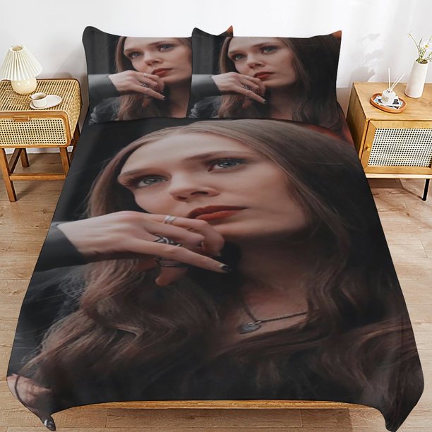 Elizabeth Olsen Bedding Sets Ultra Soft Skin-Friendly Duvet Cover 3 Piece, Cute Comforter Cover Bed Set for Boys Girls Kids