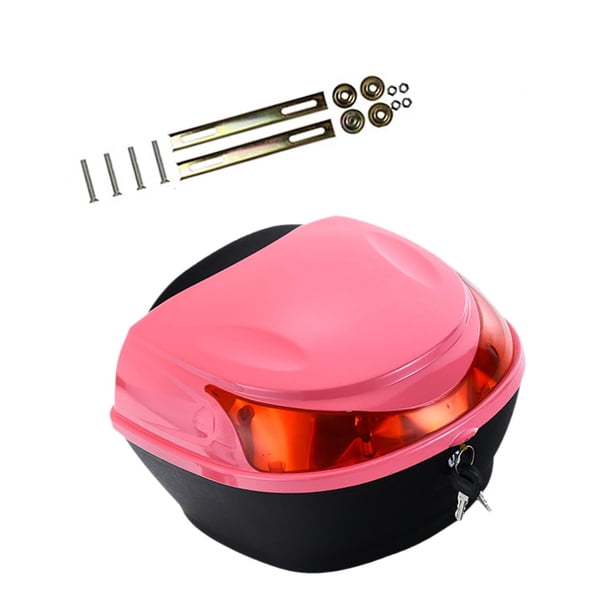 Caja de almacenamiento trasera para motocicleta, baúl para motocicleta, multiusos, organizado, para bicicleta eléctrica, baúl trasero para motocicleta rosa