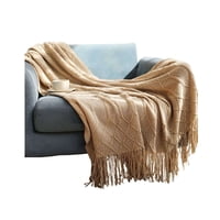 Tengfei - Mantas Para Sofas Camas U Oficinas Con Flecos 127X152 Cm Beige