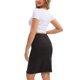 thumbnail image 3 of INSPIRE CHIC Falda de mezclilla rasgada con dobladillo sin rematar de cintura alta y elástica por encima de la rodilla para mujer, Negro XL, 3 of 5