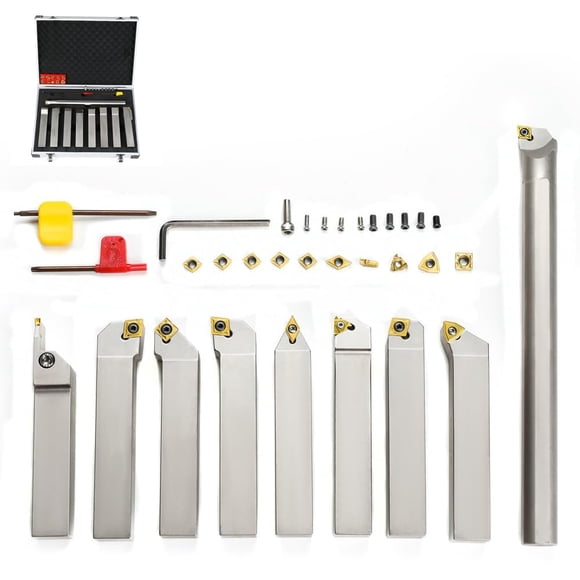 Juego de herramientas para torno OSCARBIDE de carburo 2,5 cm, 9 piezas, vástago de 1 pulgada