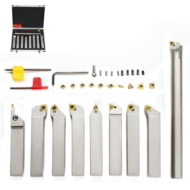 Juego de herramientas para torno OSCARBIDE de carburo 2,5 cm, 9 piezas, vástago de 1 pulgada