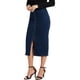 thumbnail image 4 of INSPIRE CHIC Falda Maxi de Mezclilla para Mujer con Abertura Frontal Cremallera de Cintura Alta Falda de Jean Ajustada XS Azul Oscuro, 4 of 6