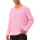 thumbnail image 4 of INSPIRE CHIC Camiseta a Rayas para Hombre Cuello Redondo Casual de Manga Larga Básica Tallas M Rosa Blanco, 4 of 6