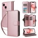 thumbnail image 4 of Funda Cartera con Cremallera y Correa para iPhone 15 Soporte y Tarjetero Oro rosa, 4 of 6
