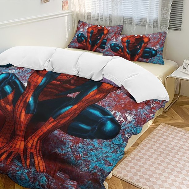 Spider-Man 3-Piece Twin Bed Set - Includes 1 Single Quilt And 2 Pillow Cases Bedding - Fade Resistant Microfiber - Spider