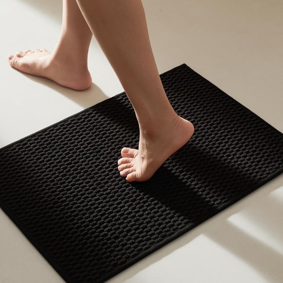 Alfombra de baño TYUU negra 41 x 61 cm lavable antideslizante
