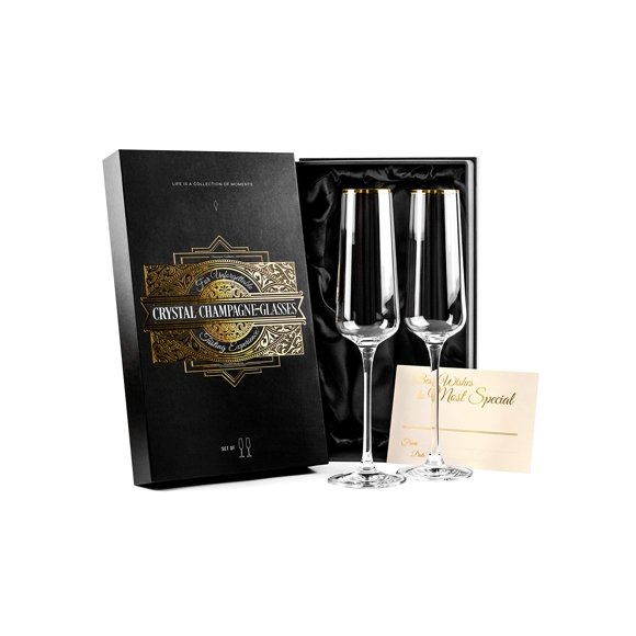 Copas de champán Glassique Cadeau con borde dorado, juego de 2