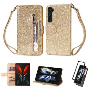 Funda Para Foxdock Elegante Funda Samsung Galaxy Z Fold6 Glitter Con Cremallera-Ideal Para El Uso Diario