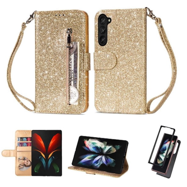 Funda para FOXDOCK Elegante funda Samsung Galaxy Z Fold6 Glitter con cremallera-Ideal para el uso diario