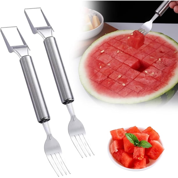 Mejora 2026 cortador fruta acero inoxidable 2 en 1 sandía tenedor hogar cocina
