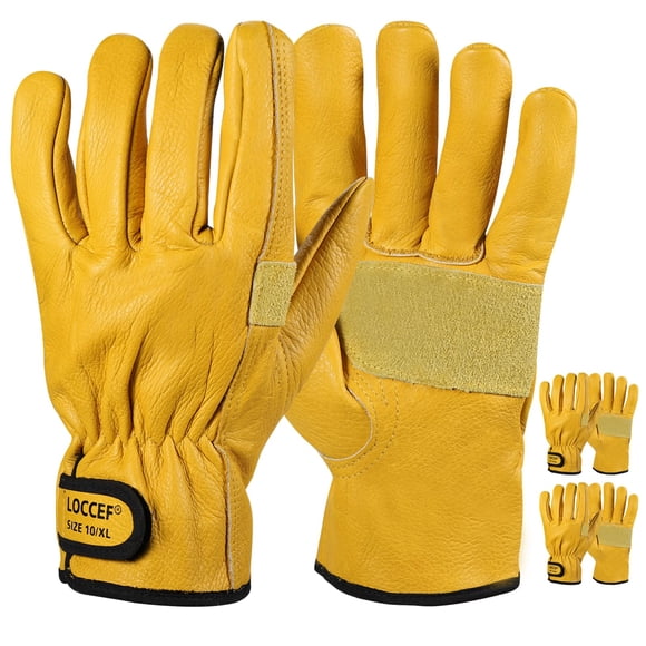 Guantes de trabajo LOCCEF 8/M de cuero de vaca - Pack de 2 pares