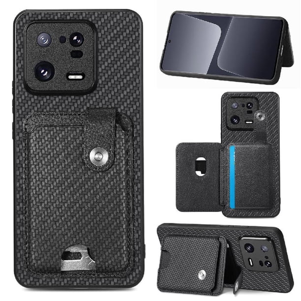 Funda Billetera Tejida para Xiaomi 13 Pro con Soporte y Tarjetero Negro