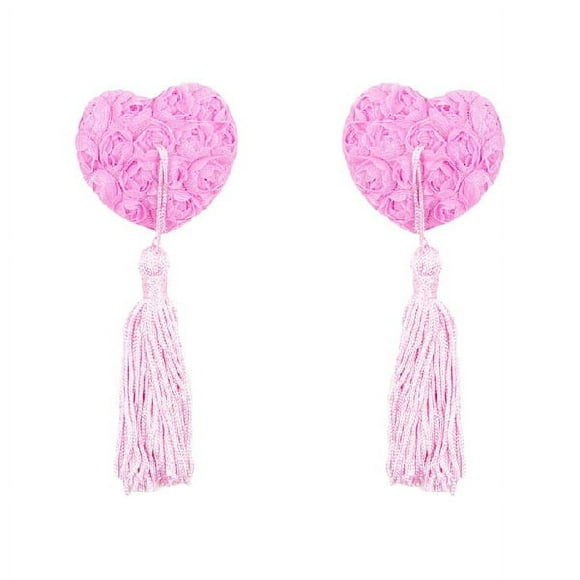 Pezoneras con Borlas Corazones Rosa