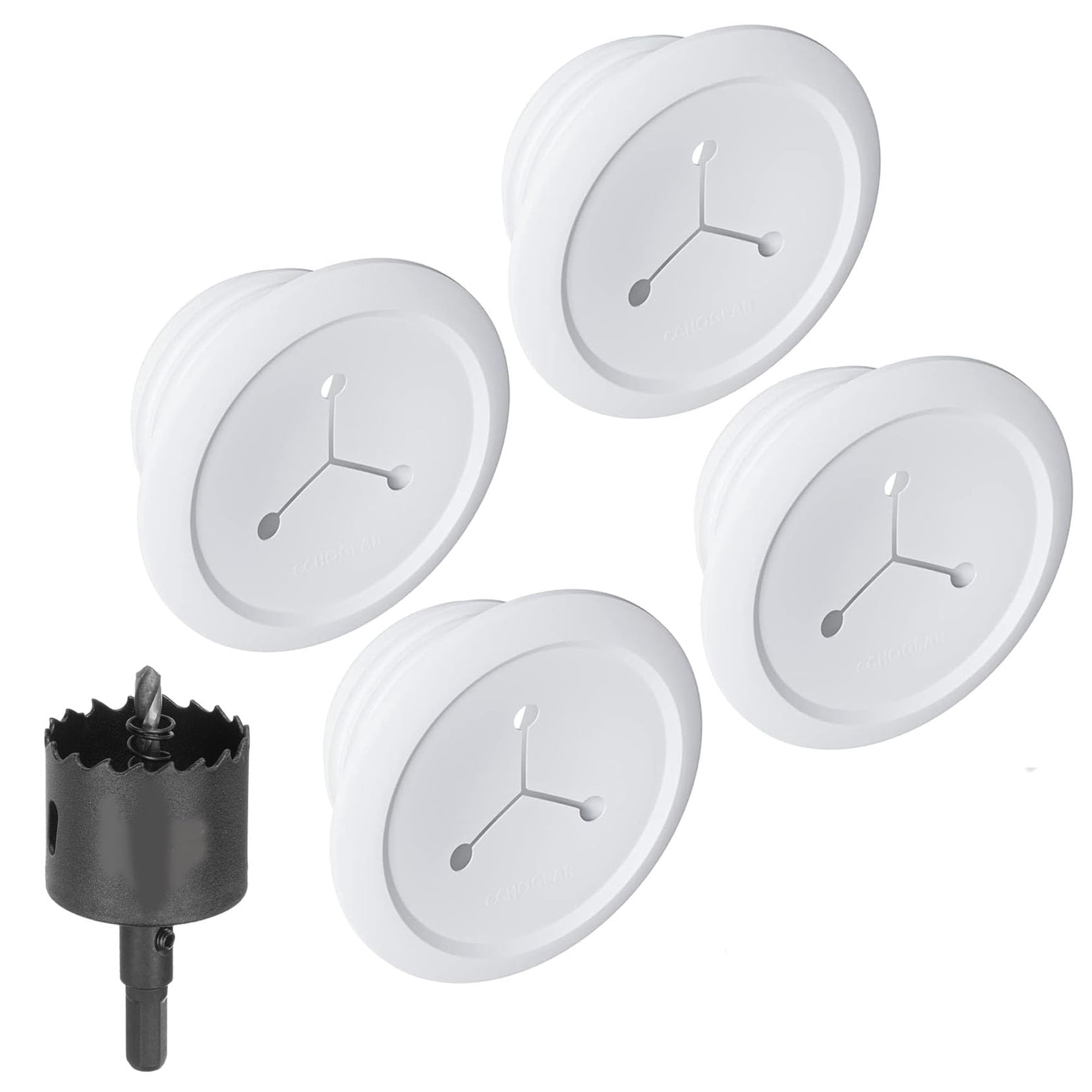 Ocultadores De Cables Echogear Wall Para Gestión De Cables, Paquete De 4 Unidades, Color Blanco