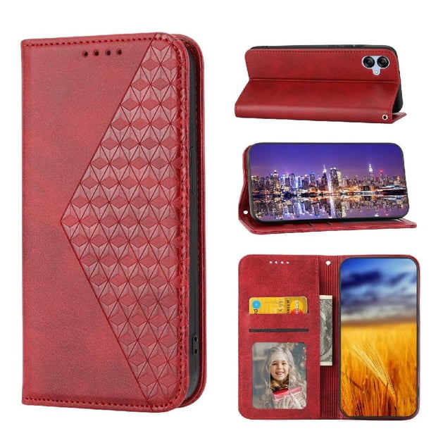 Funda Flip FOXDOCK para Samsung Galaxy A04E , Estilo Billetera con Diseño Rombo, Correa de Mano y Soporte, Uso Diario