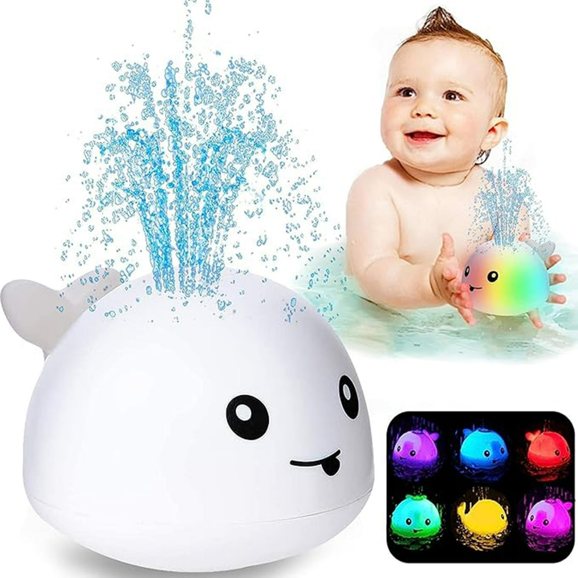 Veatool - Juguete De Baño Ballena, Juguete De Baño Con Chorro De Agua Para Niños, Ballena Para Niños Con Chorro De Agua Iluminado Con Led, Apto Para Bañera, Piscina, Ducha, Etc