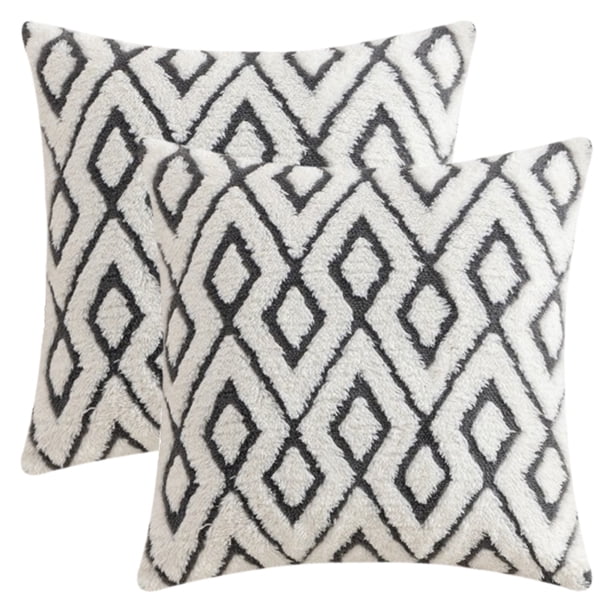 Funda de cojín de lana suave con copos de nieve REGALWOVEN Funda de cojín geométrica con cremallera oculta Decoración para el hogar Gris 20 x 20 pulgadas