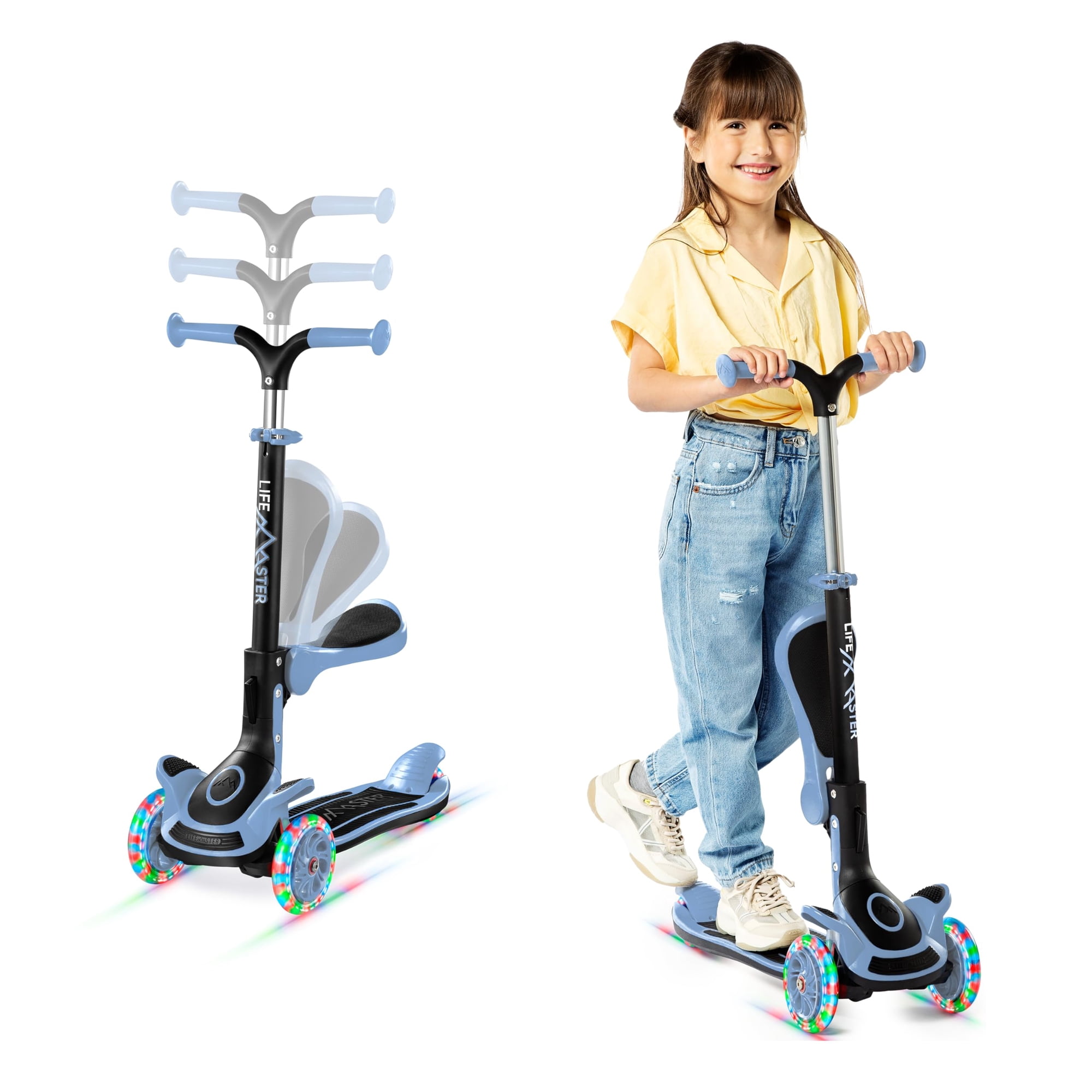 Scooter De 3 Ruedas Lifemaster Plegable Con Asiento Y Ruedas Led
