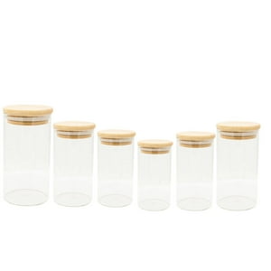 Genérico - Set 6 Frascos Hermeticos Despensa Vidrio Con Tapa Bambu