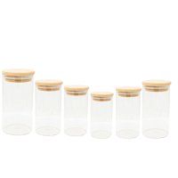 Genérico - Set 6 Frascos Hermeticos Despensa Vidrio Con Tapa Bambu