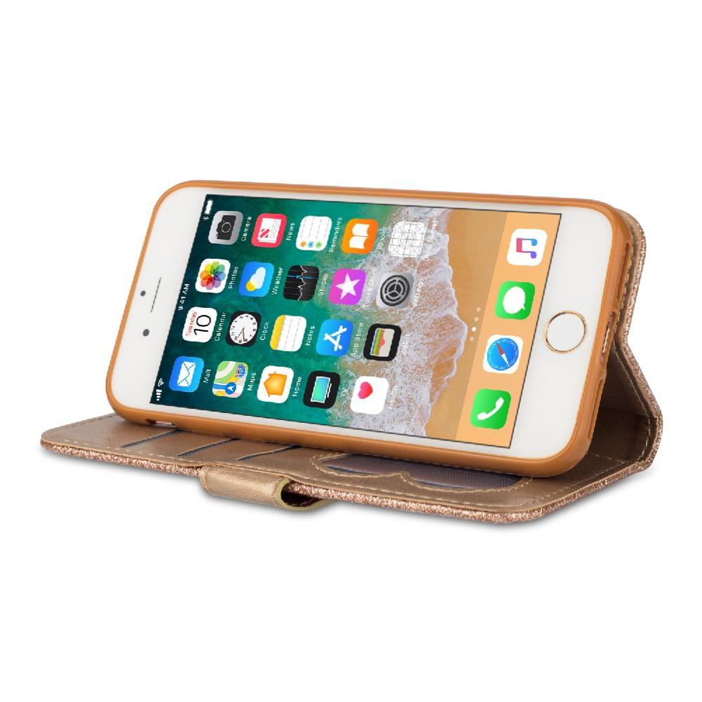 Foxdock - Funda Para Elegante Funda Iphone Se 2022/se 2020 Glitter Con Cremallera-ideal Para El Uso Diario