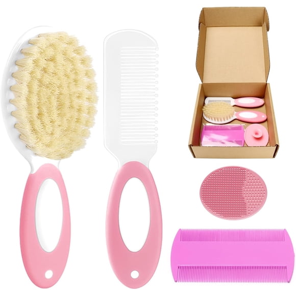 Set Cepillo Peine Bebe 4pcs Silicona Cerdas