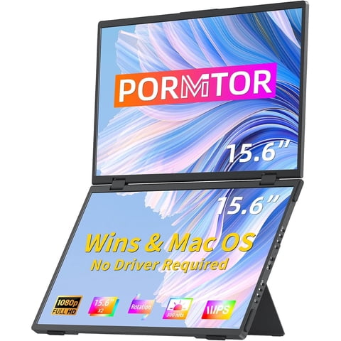 Monitor Dual Portatil Pornitor 15.6 Fhd Ips Usbc Windows Mac