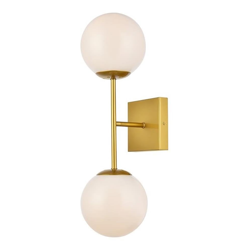 Aplique De Pared Living District Neri De 2 Luces En Latón Y Blanco
