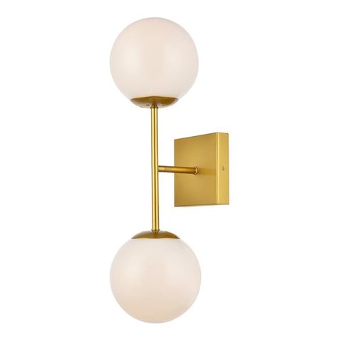 Aplique De Pared Living District Neri De 2 Luces En Latón Y Blanco